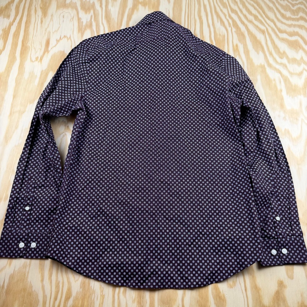 Express Slim 1MX Men Medium Burgundy Polka Dot Long Sleeve Button Down Shirt NWT - Picture 2 of 6